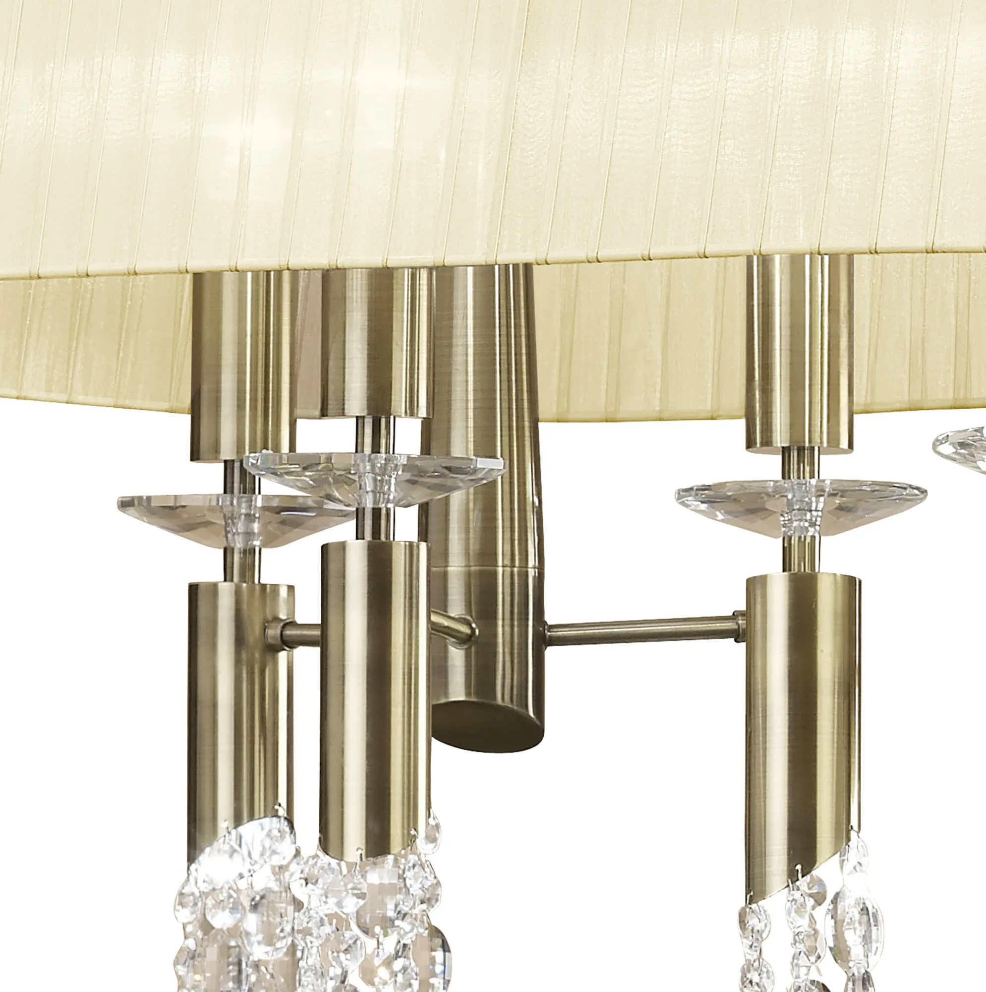 Tiffany AB Crystal Pendant 6+6 Light Antique Brass M3873/CS  Mantra Tiffany Antique Brass-Cream